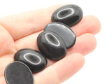 6 24mm Black Oval Cabochons Vintage Lucite Plastic Cabochons Mosaic Supplies Jewelry Making Beading Supplies Smileyboy