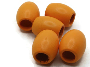 5 25mm Orange Wood Oval Beads Large Hole Beads Vintage Wooden Barrel Beads Chunky Macrame Beads Jewelry Making Beading Supplies