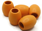 5 25mm Orange Wood Oval Beads Large Hole Beads Vintage Wooden Barrel Beads Chunky Macrame Beads Jewelry Making Beading Supplies