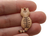 30mm Alloy Metal Cat Pendants Brown Striped Enamel Cat Beads Gold Tone Jewelry Making Beading Supplies