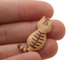 30mm Alloy Metal Cat Pendants Brown Striped Enamel Cat Beads Gold Tone Jewelry Making Beading Supplies