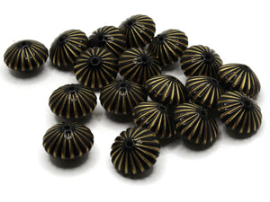 18 15mm Black Rondelle Plastic Beads with Gold Stripes Loose Beads to String Jewelry Making Black and Gold Acrylic Beads