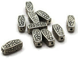 10 12mm Antique Silver Patterned Rectangle Beads Jewelry Making Beading Supplies Loose Beads Lead Free Spacer Beads