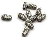 10 12mm Antique Silver Patterned Rectangle Beads Jewelry Making Beading Supplies Loose Beads Lead Free Spacer Beads