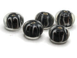 5 13mm Black and White Striped Rondelle Beads Lampwork Glass Beads Jewelry Making and Beading Supplies