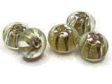 5 13mm Golden Brown Striped Rondelle Beads Lampwork Glass Beads Jewelry Making and Beading Supplies