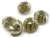 5 13mm Golden Brown Striped Rondelle Beads Lampwork Glass Beads Jewelry Making and Beading Supplies