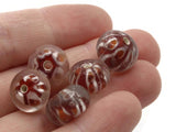 5 13mm Red Striped Rondelle Beads Lampwork Glass Beads Jewelry Making and Beading Supplies