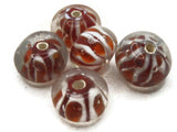 5 13mm Red Striped Rondelle Beads Lampwork Glass Beads Jewelry Making and Beading Supplies