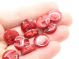 10 14mm Burgundy Red Flower Buttons Flat Round Floral Plastic Buttons Jewelry Making Beading Supplies Sewing Supplies