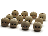 12 18mm Round Wood Smiling Face Doll Head Beads Natural Wooden Beads Large Hole Cute Kawaii Focal Beads Jewelry Making Beading Supplies