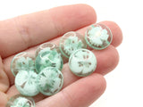 10 14mm Light Green Flower Buttons Flat Round Floral Plastic Buttons Jewelry Making Beading Supplies Sewing Supplies