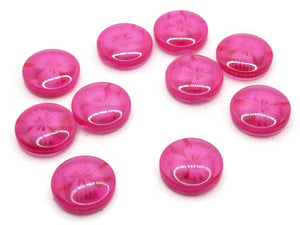 10 14mm Hot Pink Flower Buttons Flat Round Floral Plastic Buttons Jewelry Making Beading Supplies Sewing Supplies