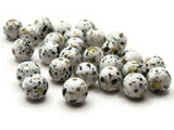 25 10mm Ivory, Gold and Black Splatter Paint Beads Smooth Round Beads Plastic Beads Jewelry Making Beading Supplies Loose Beads to String