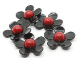 5 36mm Flower Beads Black and Red Daisy Plant Beads Large Plastic Beads Acrylic Beads to String Jewelry Making Beading Supplies