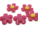 5 36mm Flower Beads Dark Pink and Yellow Daisy Plant Beads Large Plastic Beads Acrylic Beads to String Jewelry Making Beading Supplies