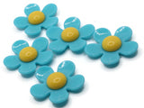 5 36mm Flower Beads Bright Blue and Yellow Daisy Plant Beads Large Plastic Beads Acrylic Beads to String Jewelry Making Beading Supplies