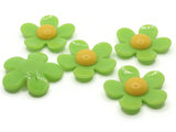 5 36mm Flower Beads Lime Green and Yellow Daisy Plant Beads Large Plastic Beads Acrylic Beads to String Jewelry Making Beading Supplies