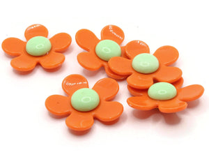 5 36mm Flower Beads Orange and Green Daisy Plant Beads Large Plastic Beads Acrylic Beads to String Jewelry Making Beading Supplies