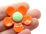 5 36mm Flower Beads Orange and Green Daisy Plant Beads Large Plastic Beads Acrylic Beads to String Jewelry Making Beading Supplies