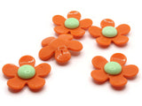 5 36mm Flower Beads Orange and Green Daisy Plant Beads Large Plastic Beads Acrylic Beads to String Jewelry Making Beading Supplies