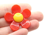 5 36mm Flower Beads Red and Yellow Daisy Plant Beads Large Plastic Beads Acrylic Beads to String Jewelry Making Beading Supplies