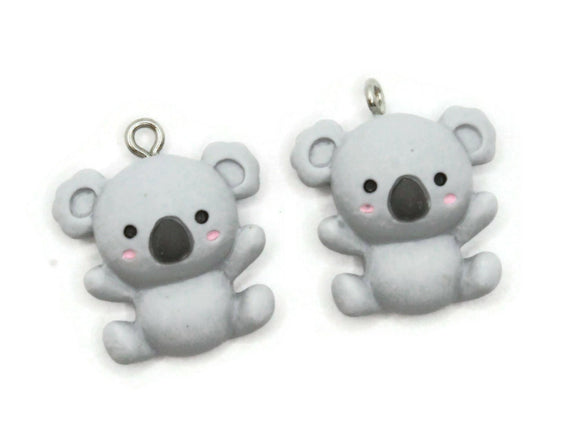 2 33mm Gray Koala Bear Charms Resin Charms Miniature Cute Charms Jewelry Making Beading Supplies kitsch charms