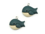 2 33mm Gray Whale Charms Ocean Fish Charms Resin Charms Miniature Cute Charms Jewelry Making Beading Supplies kitsch charms