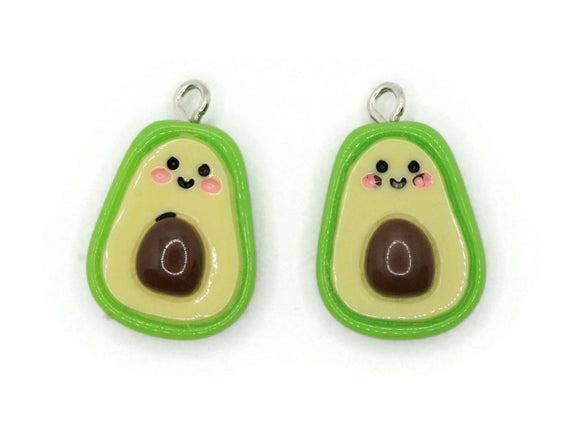 2 33mm Green Avocado Charms Food Charms Resin Charms Miniature Cute Charms Jewelry Making Beading Supplies kitsch charms