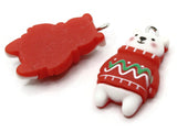 2 33mm White Polar Bear Charms with Red Sweater Resin Charms Miniature Cute Charms Jewelry Making Beading Supplies kitsch charms