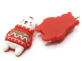 2 33mm White Polar Bear Charms with Red Sweater Resin Charms Miniature Cute Charms Jewelry Making Beading Supplies kitsch charms