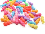 50 20mm Peanut Charms Mixed Rainbow Color Food Plastic Charms Jewelry Making Beading Supplies