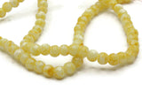 100 4mm White with Yellow Splatter Paint Beads Smooth Round Beads Glass Beads Jewelry Making Beading Supplies Loose Beads to String