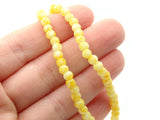 100 4mm White with Yellow Splatter Paint Beads Smooth Round Beads Glass Beads Jewelry Making Beading Supplies Loose Beads to String