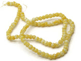 100 4mm White with Yellow Splatter Paint Beads Smooth Round Beads Glass Beads Jewelry Making Beading Supplies Loose Beads to String