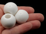 8 22mm White Large Hole Plastic Beads Jewelry Making Beading Supplies Round White Beads Macrame Beads Hair Beads Loose Beads