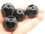 8 22mm Black Large Hole Plastic Beads Jewelry Making Beading Supplies Round Black Beads Macrame Beads Hair Beads Loose Beads