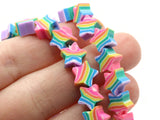 40 Rainbow Striped Star Polymer Clay Beads Multi-Color Beads Celestial Star Beads Jewelry Making Beading Supplies