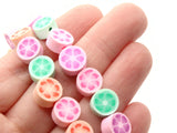 40 Flower Polymer Clay Beads Mixed Color Beads Small Coin Beads Jewelry Making Beading Supplies