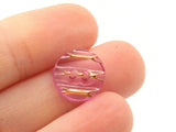 10 13mm Purple Plastic Buttons with Gold Stripes Flat Round Plastic Two Hole Buttons Jewelry Making Beading Supplies Sewing Supplies