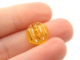 10 13mm Light Orange Plastic Buttons with Gold Stripes Flat Round Plastic Two Hole Buttons Jewelry Making Beading Supplies Sewing Supplies