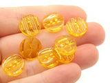 10 13mm Light Orange Plastic Buttons with Gold Stripes Flat Round Plastic Two Hole Buttons Jewelry Making Beading Supplies Sewing Supplies