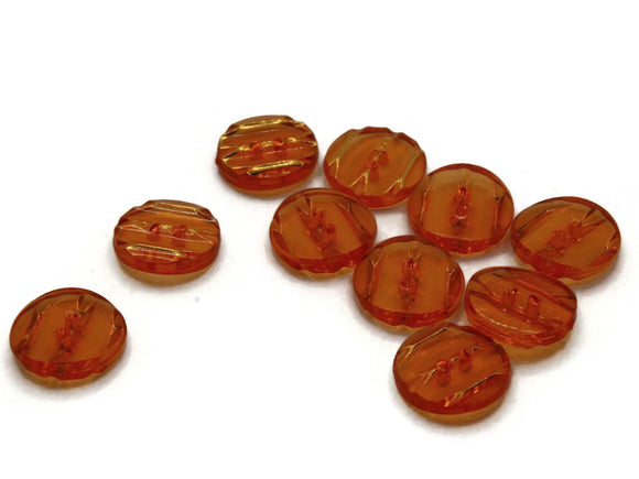 10 13mm Dark Orange Plastic Buttons with Gold Stripes Flat Round Plastic Two Hole Buttons Jewelry Making Beading Supplies Sewing Supplies