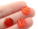 10 13mm Red Plastic Buttons with Gold Stripes Flat Round Plastic Two Hole Buttons Jewelry Making Beading Supplies Sewing Supplies