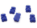 5 20mm Opaque Blue Gummy Bear Charms Resin Pendants with Platinum Colored Loops Jewelry Making Beading Supplies Loose Candy Charms