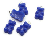 5 20mm Opaque Blue Gummy Bear Charms Resin Pendants with Platinum Colored Loops Jewelry Making Beading Supplies Loose Candy Charms