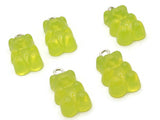 5 20mm Yellow-Green Gummy Bear Charms Resin Pendants with Platinum Colored Loops Jewelry Making Beading Supplies Loose Candy Charms