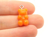 5 20mm Opaque Orange Gummy Bear Charms Resin Pendants with Platinum Colored Loops Jewelry Making Beading Supplies Loose Candy Charms