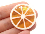 4 34mm Orange Citrus Fruit Slice Charms Resin Charms Sparkle Charms Yellow Charms Large Charms Lightweight Charms Plastic Pendants