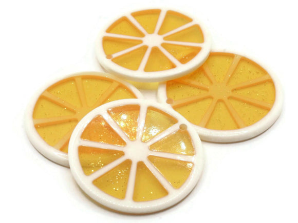 4 34mm Orange Citrus Fruit Slice Charms Resin Charms Sparkle Charms Yellow Charms Large Charms Lightweight Charms Plastic Pendants